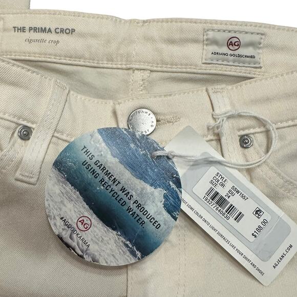 Adriano Goldschmeid AG NEW Womens Prima Crop Off White Jeans 24 - Picture 3 of 5